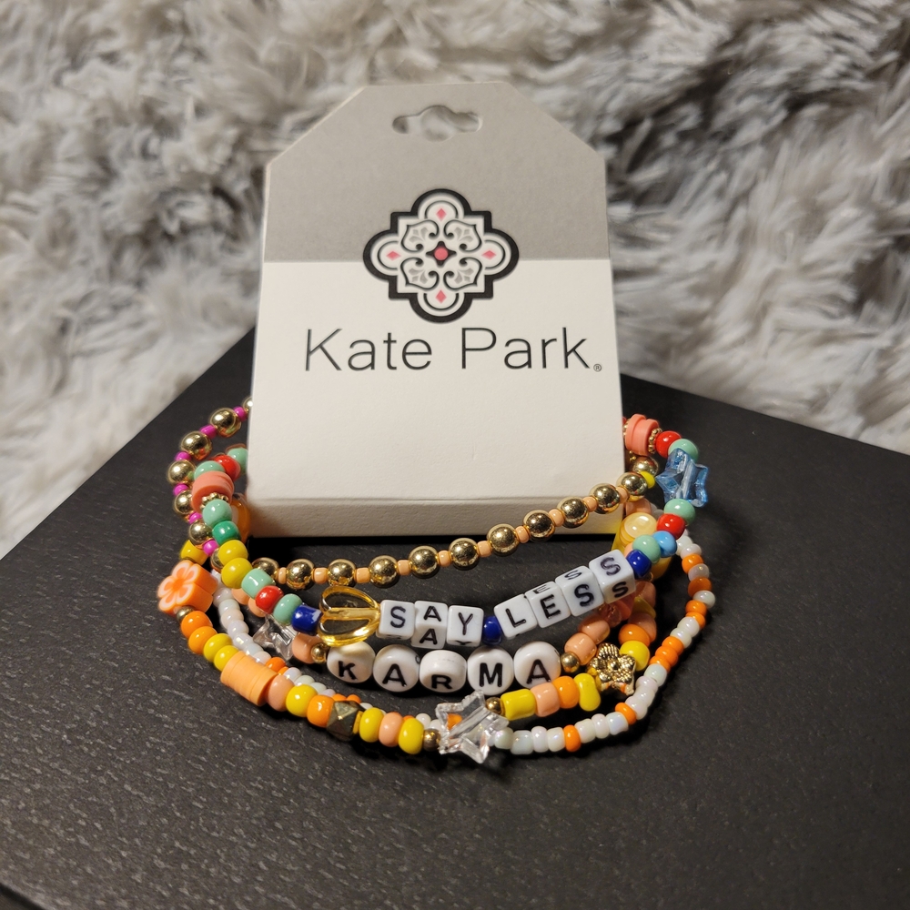 Kate Park Colorful Beaded Bracelet Set – Karma & Say Less Word Stretch (A005)